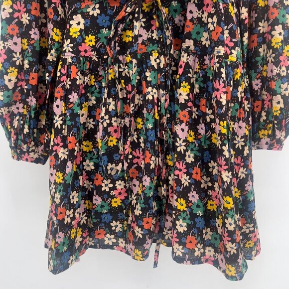 ASOS DESIGN Curve Plus Long Sleeve Black Floral Lined Mini Dress - Size 14 - Picture 6 of 9